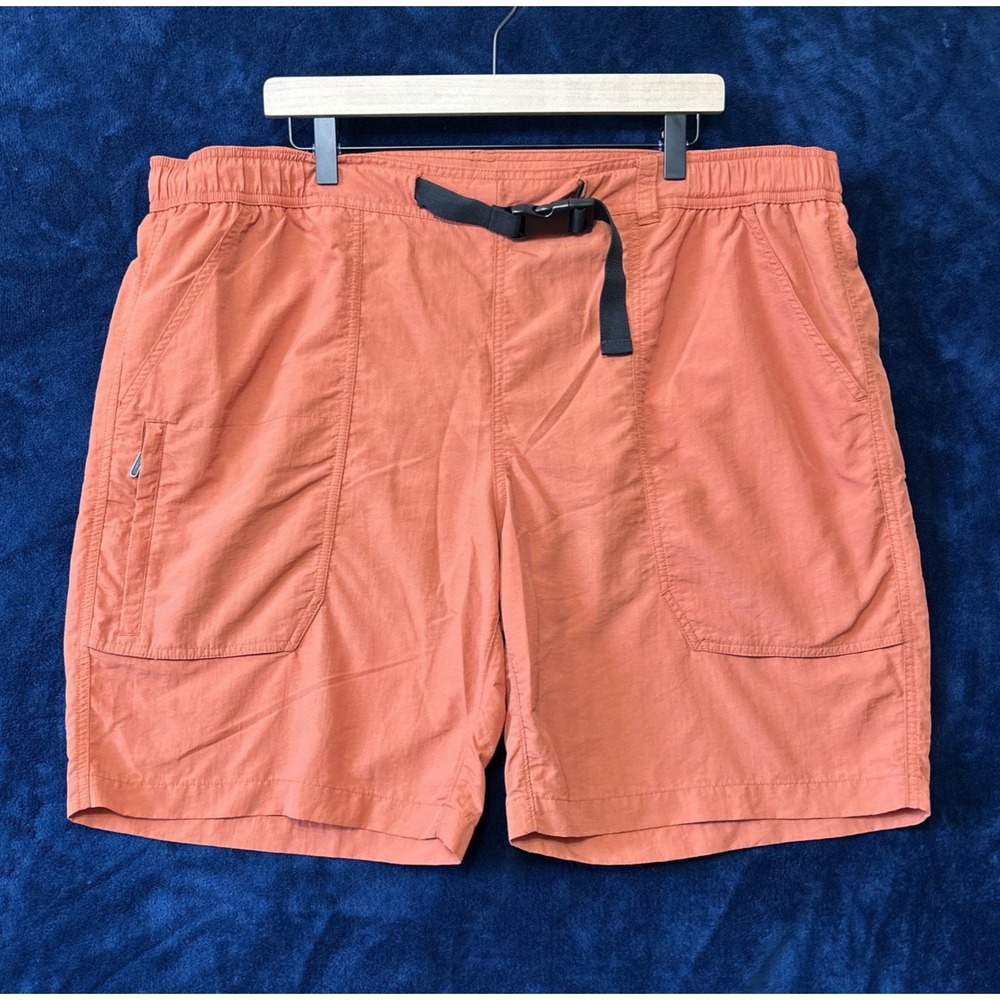 Eddie Bauer Mens 100% Nylon Shorts Size 2XL Orange Rust Camping Hiking Outdoors